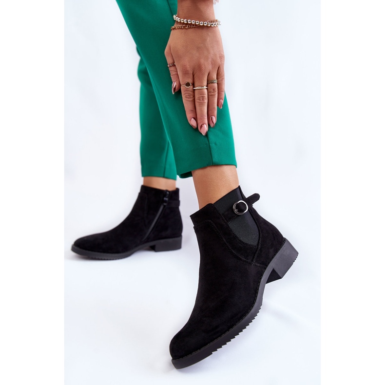 PJ1 Warme Wildlederstiefeletten für Damen Jodhpur Black Janette schwarz 2