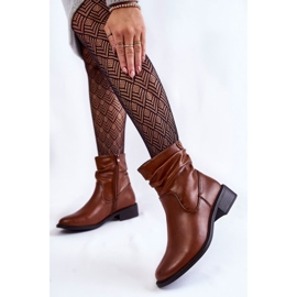 Sergio Leone Gekräuselte Stiefel mit flachem Absatz für Damen Braun Sersa 2