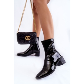 Vinceza Lackierte Damenstiefel auf Ferse Schwarzer Raum 2