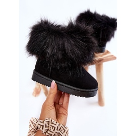 Schwarze Ariana Kinder-Schneestiefel mit Fell 1