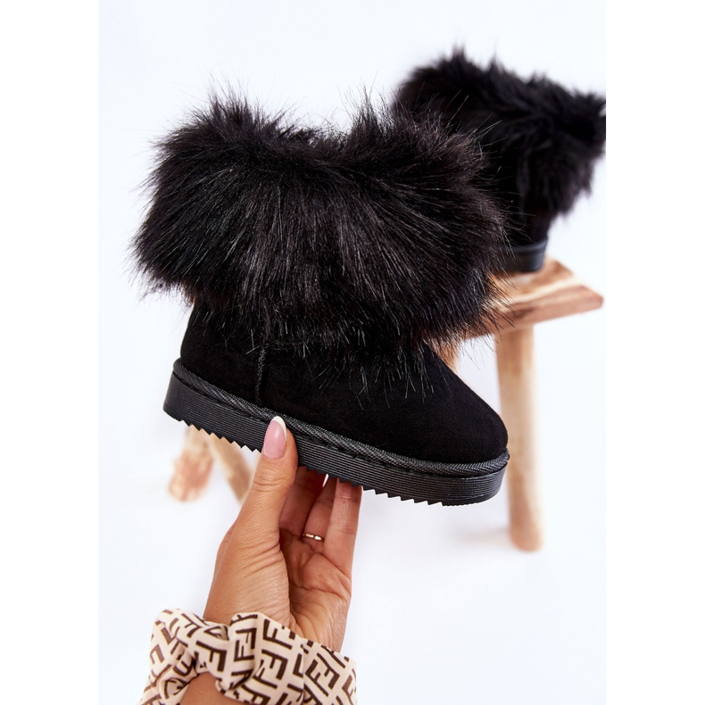 Schwarze Ariana Kinder-Schneestiefel mit Fell 1