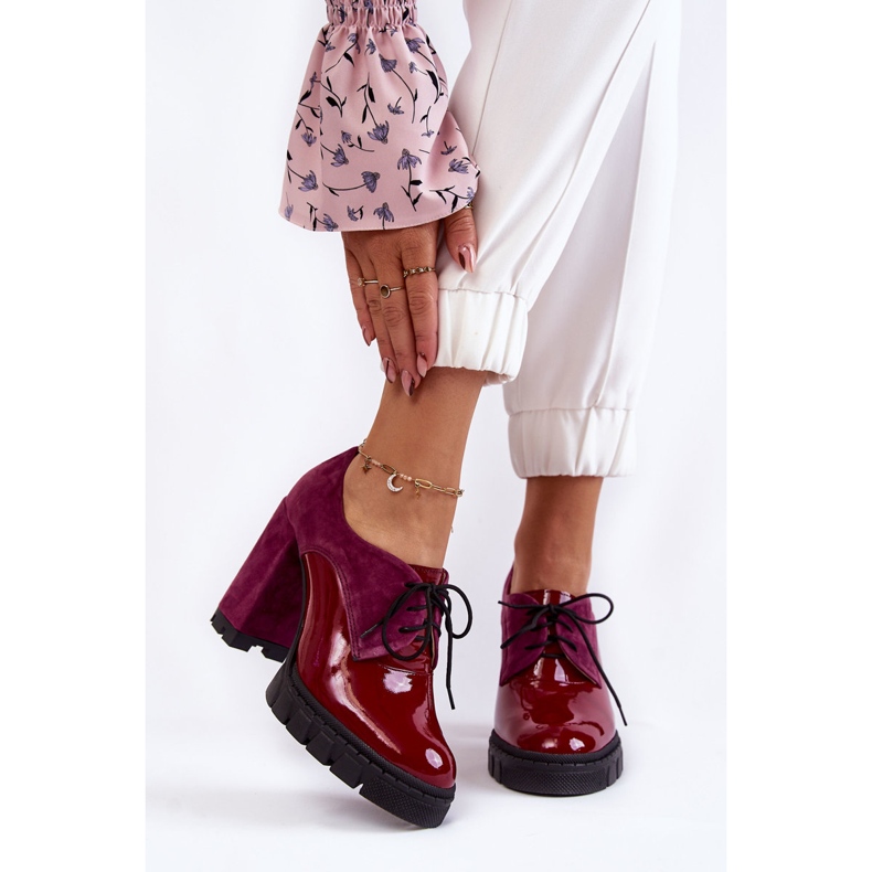 PA2 Modischer Wildleder-Lackstiefel auf der Burgundy Carisa-Plattform rot mehrfarbig rosa 1