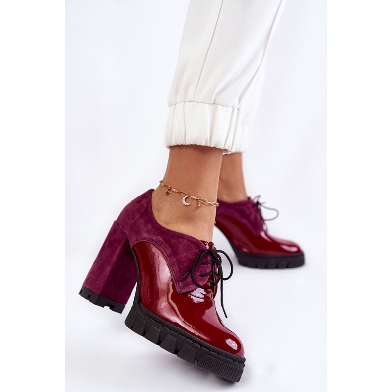 PA2 Modischer Wildleder-Lackstiefel auf der Burgundy Carisa-Plattform rot mehrfarbig rosa 2