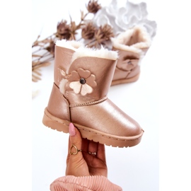 FR1 Goldene Bianca Kinder-Schneestiefel mit Blume 1