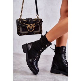 PG1 Damenstiefel mit Socke gebunden Schwarz Livaro 1