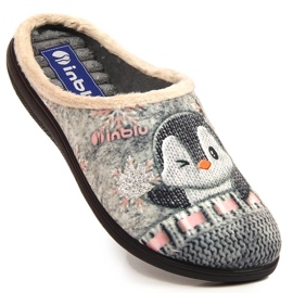 Bequeme warme Hausschuhe für Damen mit dem Inblu-Pinguin grau 1