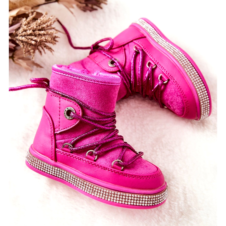 FR1 Kinder-Schneestiefel mit Zirkonia Wellma Fuchsia rosa 1