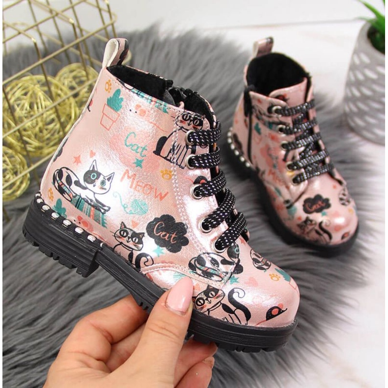 Nautilus Stiefel Herbststiefel Navy Dot Jr WOL6B rosa 1