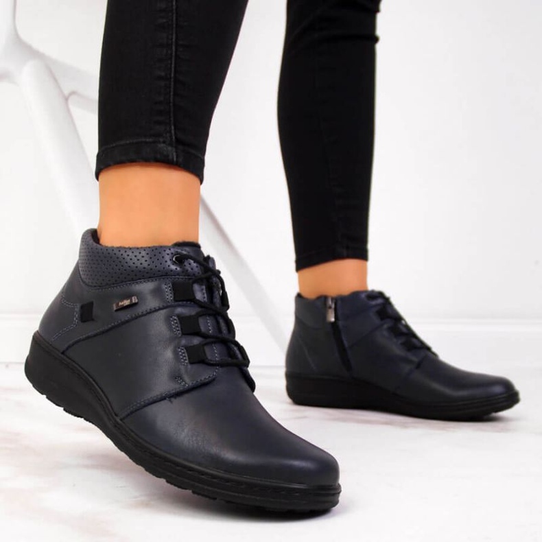 Isolierte Lederstiefel Helios W H521B navy blau 2