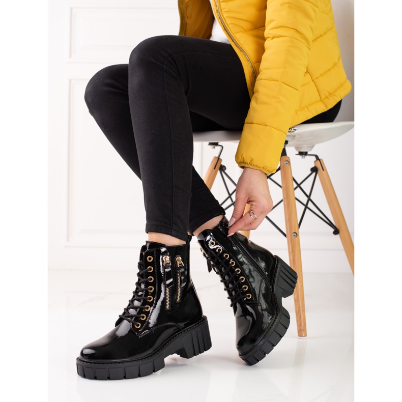 Goodin Modischer Trapper mit dekorativen Reißverschlüssen schwarz 1