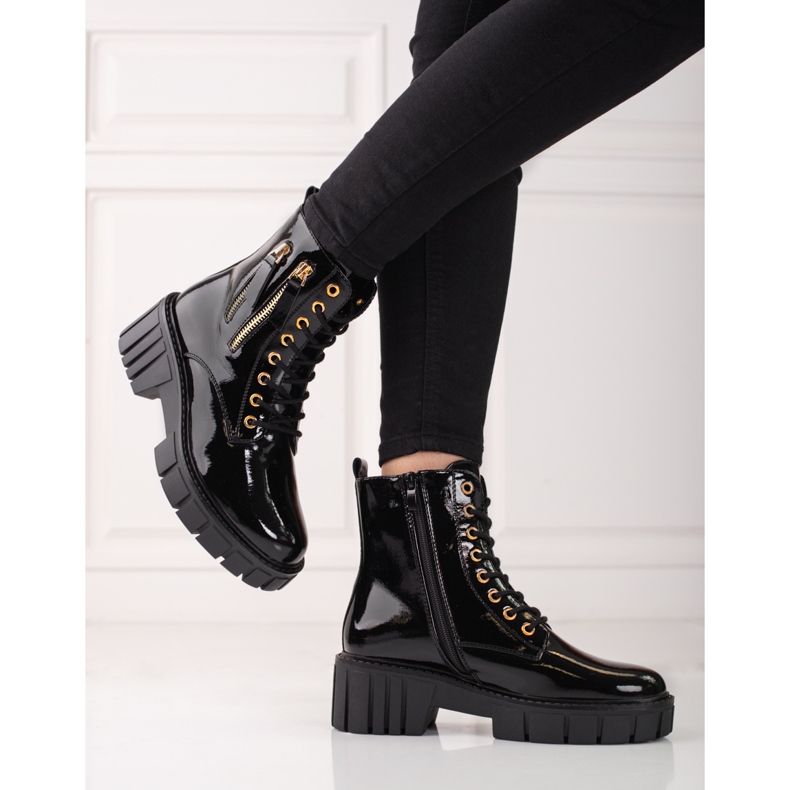 Goodin Modischer Trapper mit dekorativen Reißverschlüssen schwarz 2