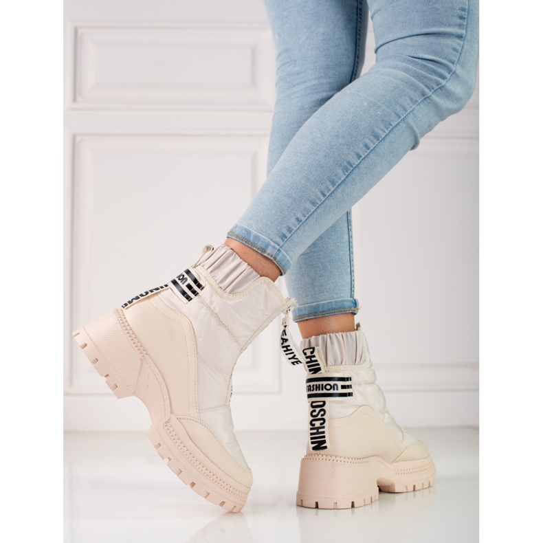 Beige Schneestiefel für Damen auf der Shelovet-Plattform 2