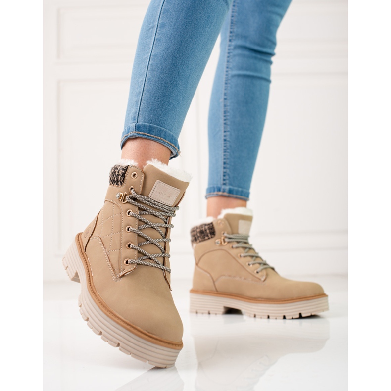 Mit Shelovet-Fell isolierte Trapper für Damen beige 2