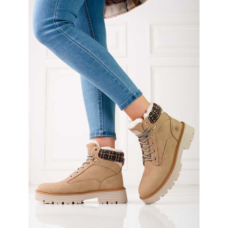 Mit Shelovet-Fell isolierte Trapper für Damen beige 1