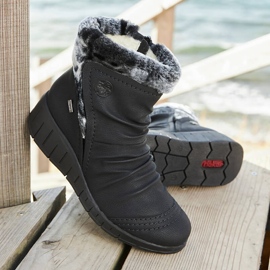 Schwarzer Rieker Y1361-00 wasserdichter Winterstiefel für Damen weiß 9