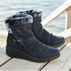Schwarzer Rieker Y1361-00 wasserdichter Winterstiefel für Damen weiß 8