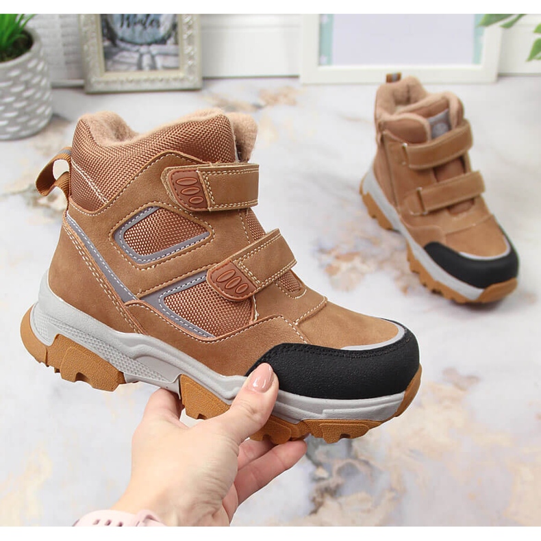 Mit Schafwolle isolierte Winterschuhe für Jungen camel News braun schwarz mehrfarbig 1
