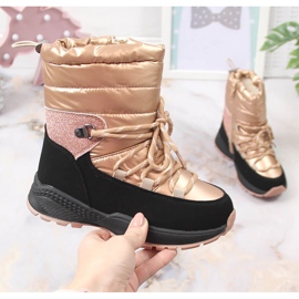 News Schneestiefel für Mädchen, isoliert mit Schafwolle, goldene Neuigkeiten schwarz 1