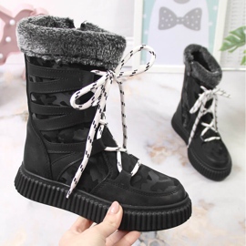 Schwarze Potocki Mädchenschuhe mit Fell 1