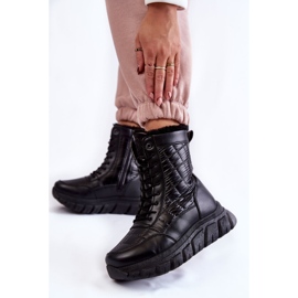 Vinceza Damen-Schnür-Schneestiefel auf der Plattform Schwarz Anubi 2