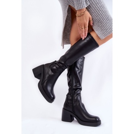 Sergio Leone Warme Lederstiefel für Damen mit Reißverschluss Schwarz Slavis 2