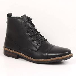 Schwarze Rieker 33205-00 isolierte Lederstiefel für Herren 1