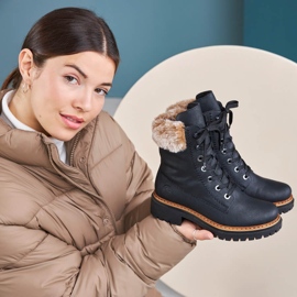 Schwarzer Rieker 72630-00 Damenstiefel mit Fell 1