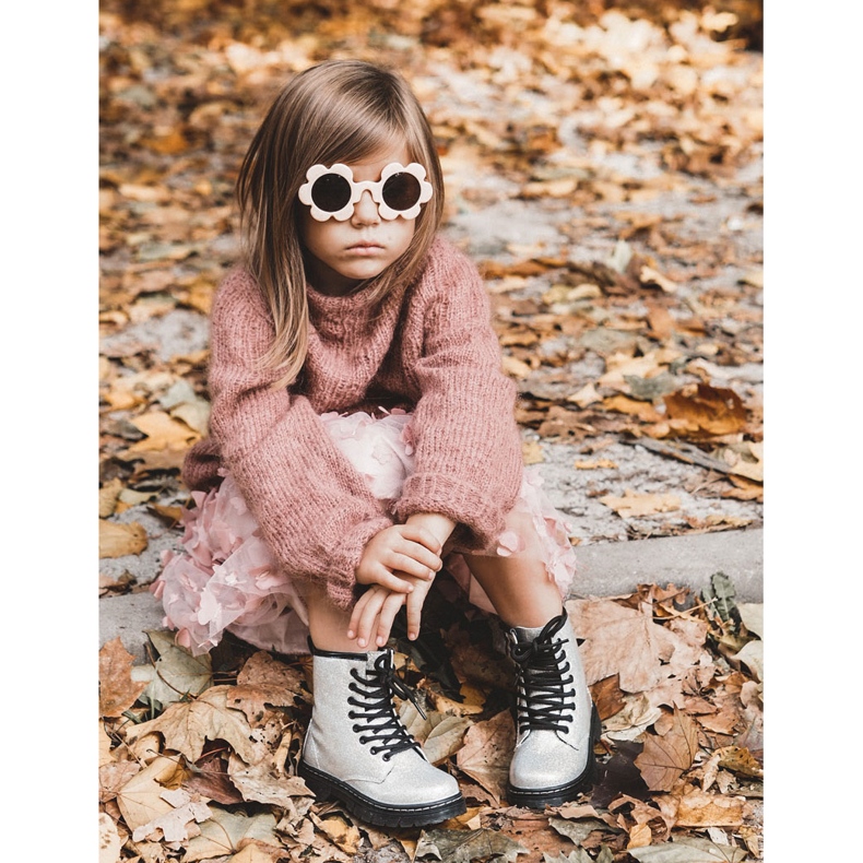 FR1 Warme Kinderstiefel mit Reißverschluss Lackiertes Silber Goopy silber- 1