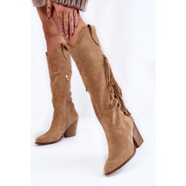 Lewski Shoes Cowboystiefel aus Wildleder für Damen Lewski 3094 / F Dunkelbeige 1
