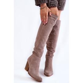 Lewski Shoes Overknee-Stiefel aus Wildleder für Damen Lewski 2833 Grau beige 1