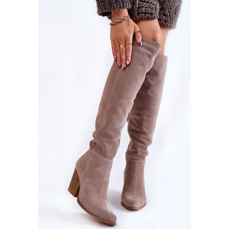 Lewski Shoes Overknee-Stiefel aus Wildleder für Damen Lewski 2833 Grau beige 1