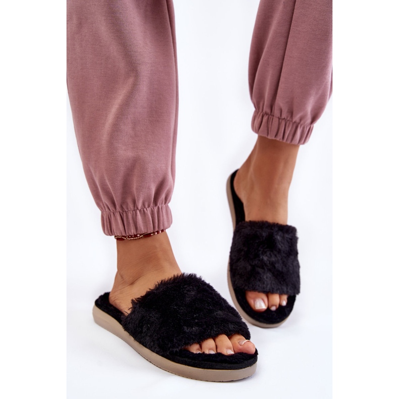 Startseite Hausschuhe Hausschuhe mit Fell Inblu EK-05-014 Schwarz 1
