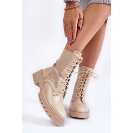 PA1 Ledersocken Schnürstiefel Hellbeige Riston 1