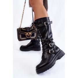 PA1 Lange Damenstiefel mit Nierenreißverschluss Schwarz Joelle 2