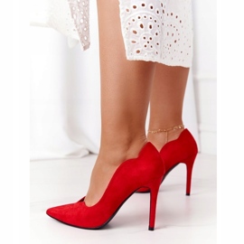 Damen Stilettos Wildleder Rot S.Barski Ziger 4