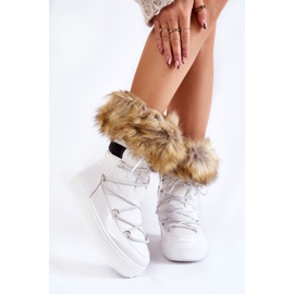 Weiße Shannon-Schnür-Schneestiefel für Damen 1
