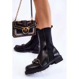 PA1 Damen-Stiefel zum Hineinschlüpfen mit einer Kette Schwarz Maliya 2