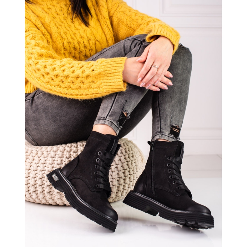 Big Star schwarze Wildlederstiefel KK274503 2