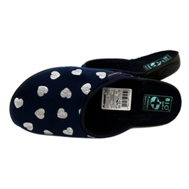 Damenhausschuhe mit Herzen BIO Adanex 27939 marineblau silber 3