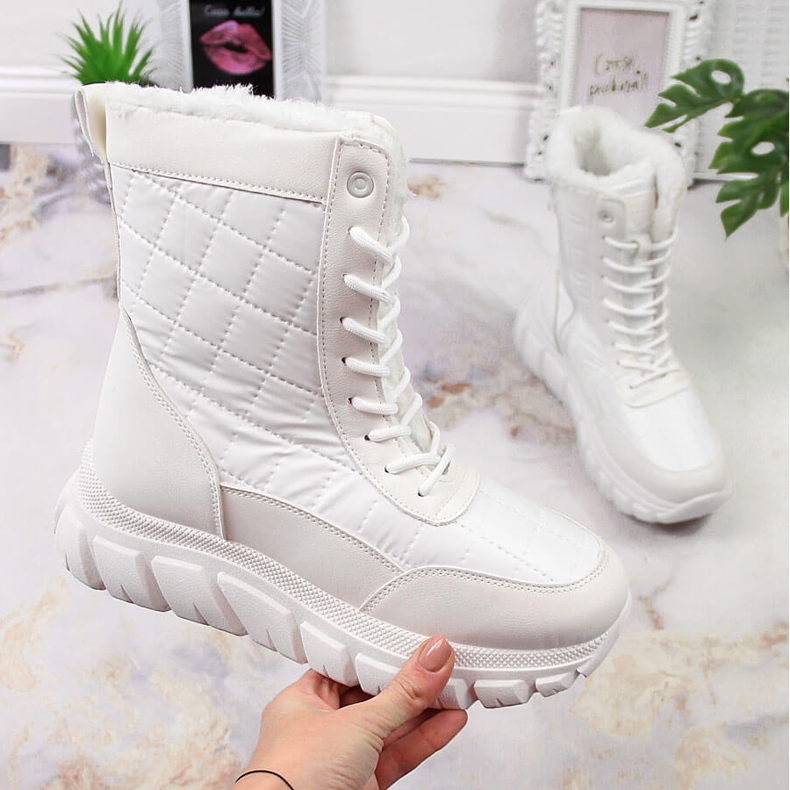 Hohe Schneestiefel für Damen mit Fell, weiß Vinceza 1