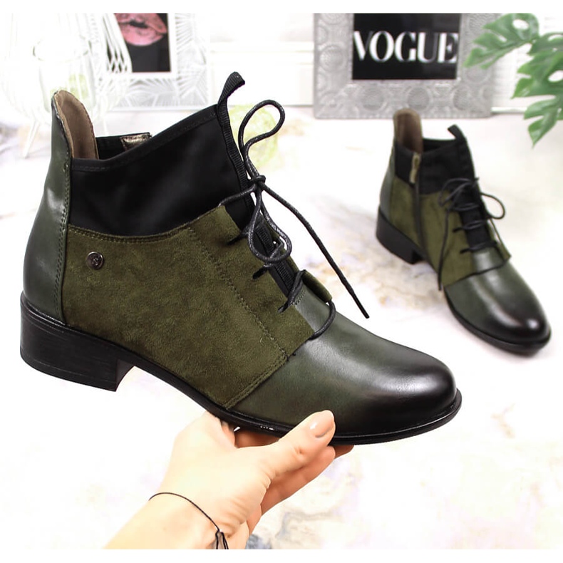 Grüne Jezzi isolierte Damen-Slip-on-Stiefel 1