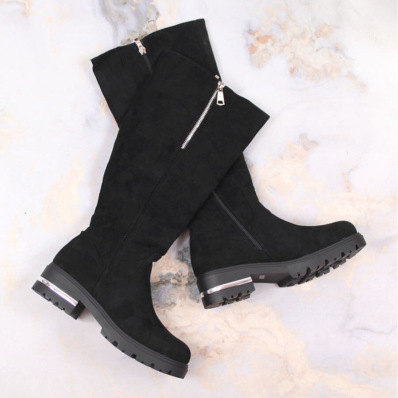 Filippo Damen Wildlederstiefel mit Reißverschluss, schwarz isoliert Potocki 1