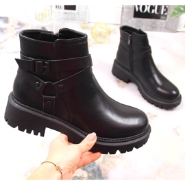 Schwarze isolierte Arbeiterinnen für Damen mit einer Schnalle Laura La.Fi 1