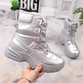 Damen-Schnür-Schneestiefel metallisch silber Potocki 1