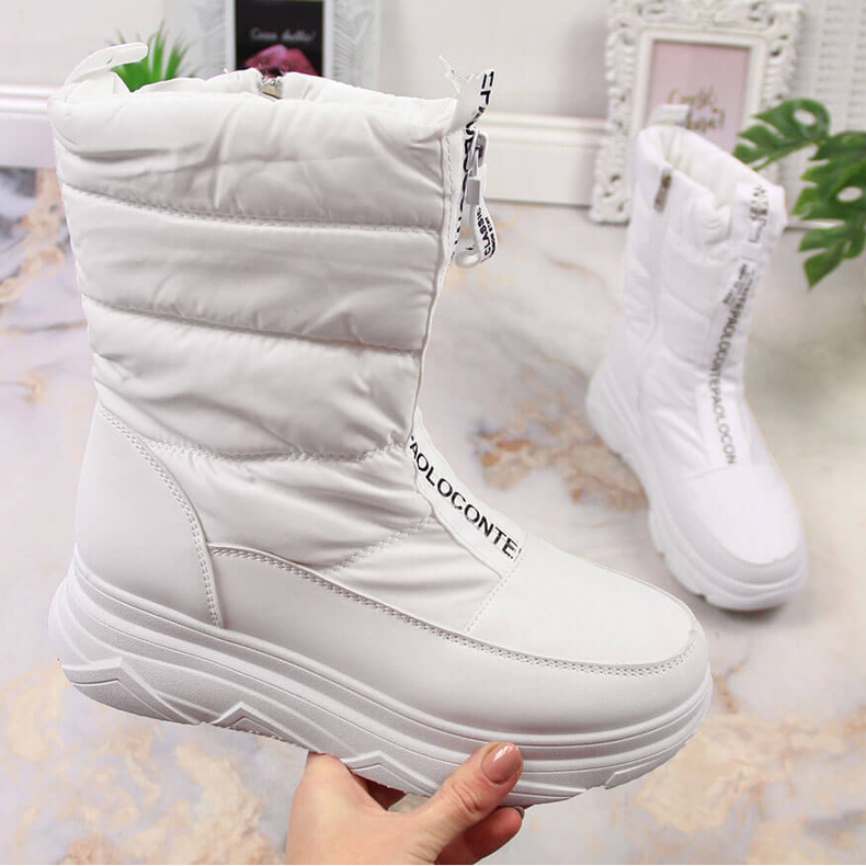 Damen-Schneestiefel mit Reißverschluss, weiß Potocki 1