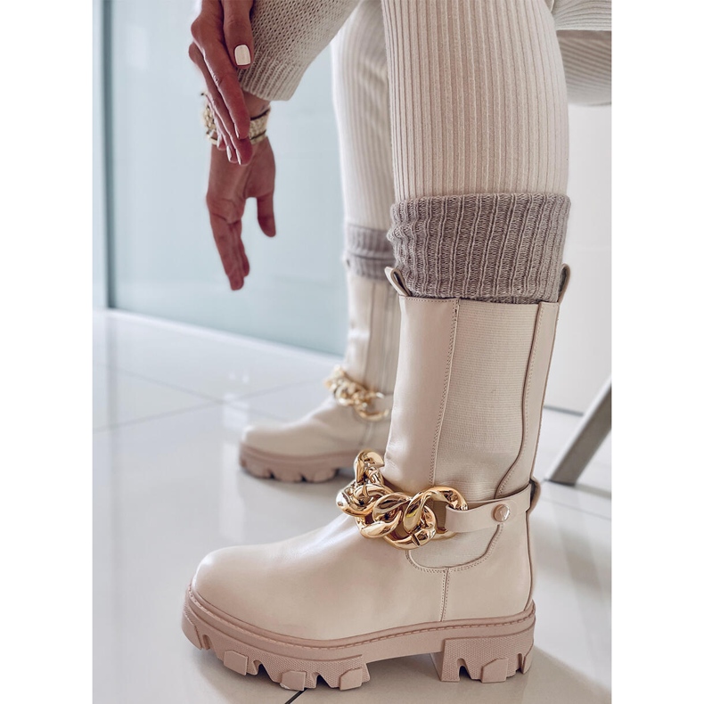 BM Hohe Chelsea-Stiefel Parade Beige 1