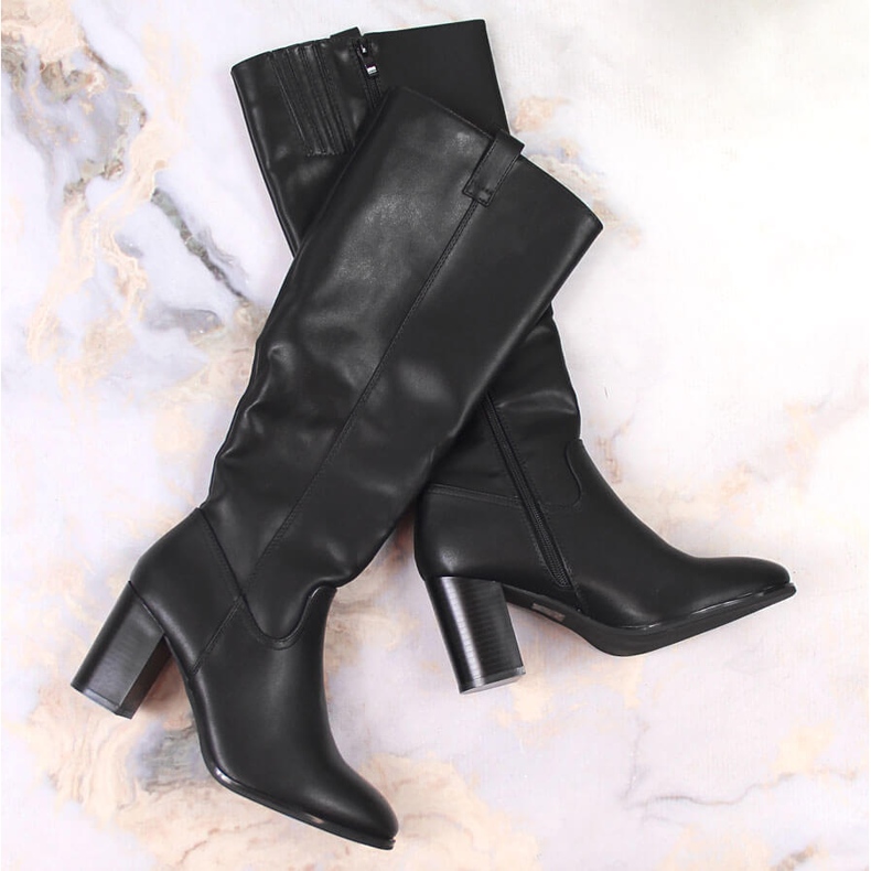 Schwarze Damenstiefel von Sergio Leone mit hohen Absätzen 1