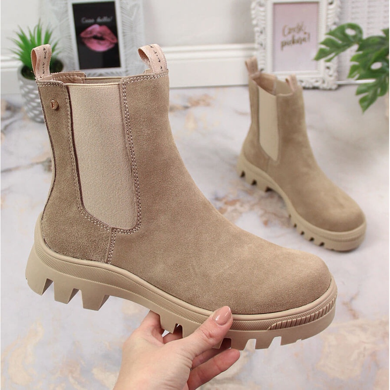 Jodhpur-Stiefel aus Leder, Wildleder, isolierter beige Filippo 2