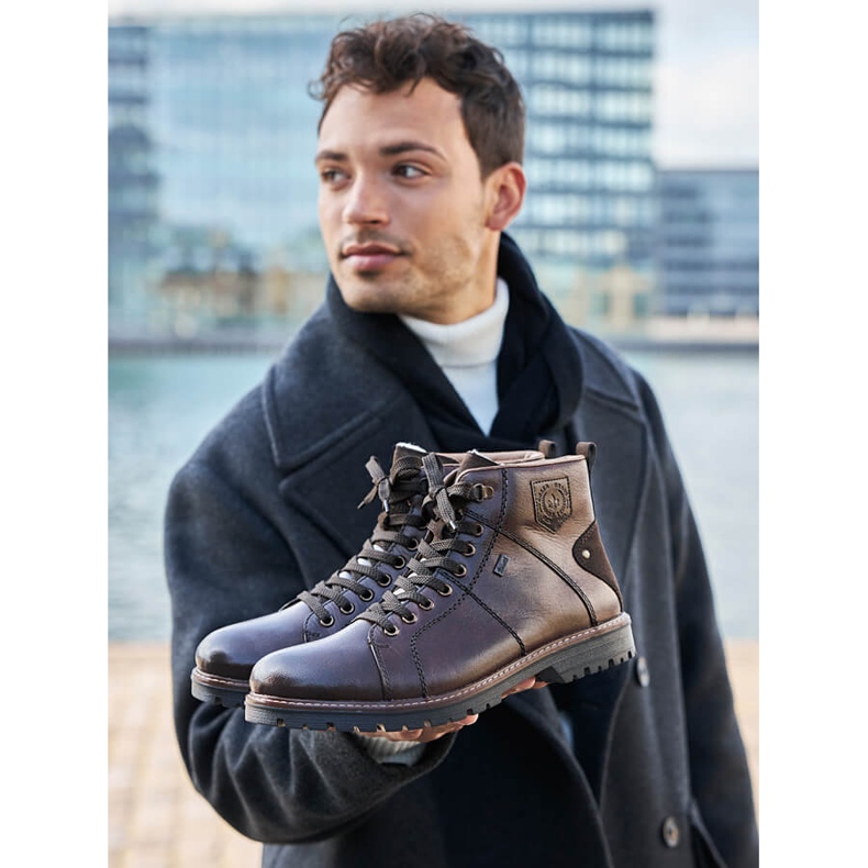 Wasserdichter Winterstiefel für Herren isoliert mit Schafwolle Rieker F3602-25 braun 1