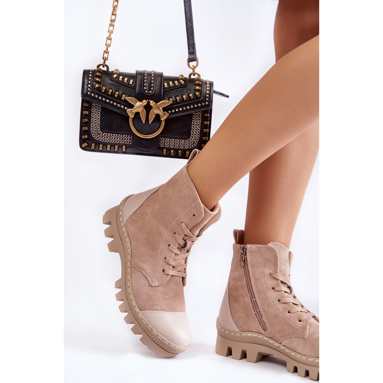 S.Barski Damen Wildlederstiefel Beige Margot 1